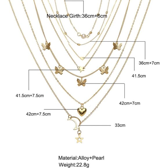 Dainty Layered Necklace Set with Adjustable Gold Chains & Rhinestone Accents - Picture 3 of 8